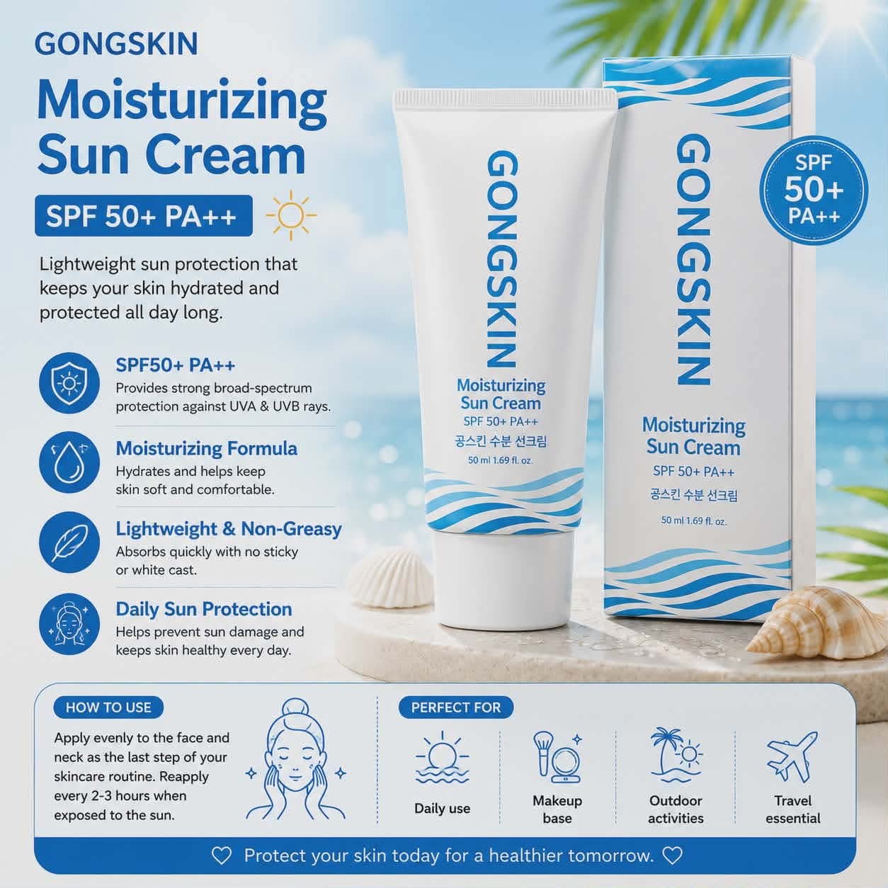 GONGSKIN Moisturizing Sun Cream SPF 50+ PA++